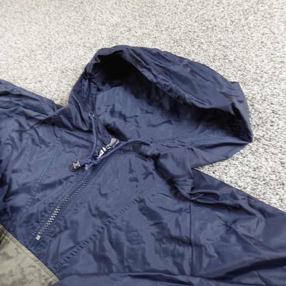 VTG GAP Jacket Mens S Blue Green Hooded Logo Anorak Pullover Windbreaker 90s Y2K